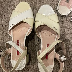 COPY - Saffiano White Prada block heel sandal